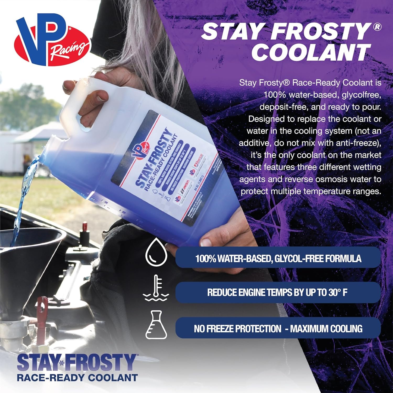 VP Racing Fuels 23051 Stay Frosty Race Ready Coolant – Ready-to-Use Performance Coolant, 1 Gallon Formula - Image 3