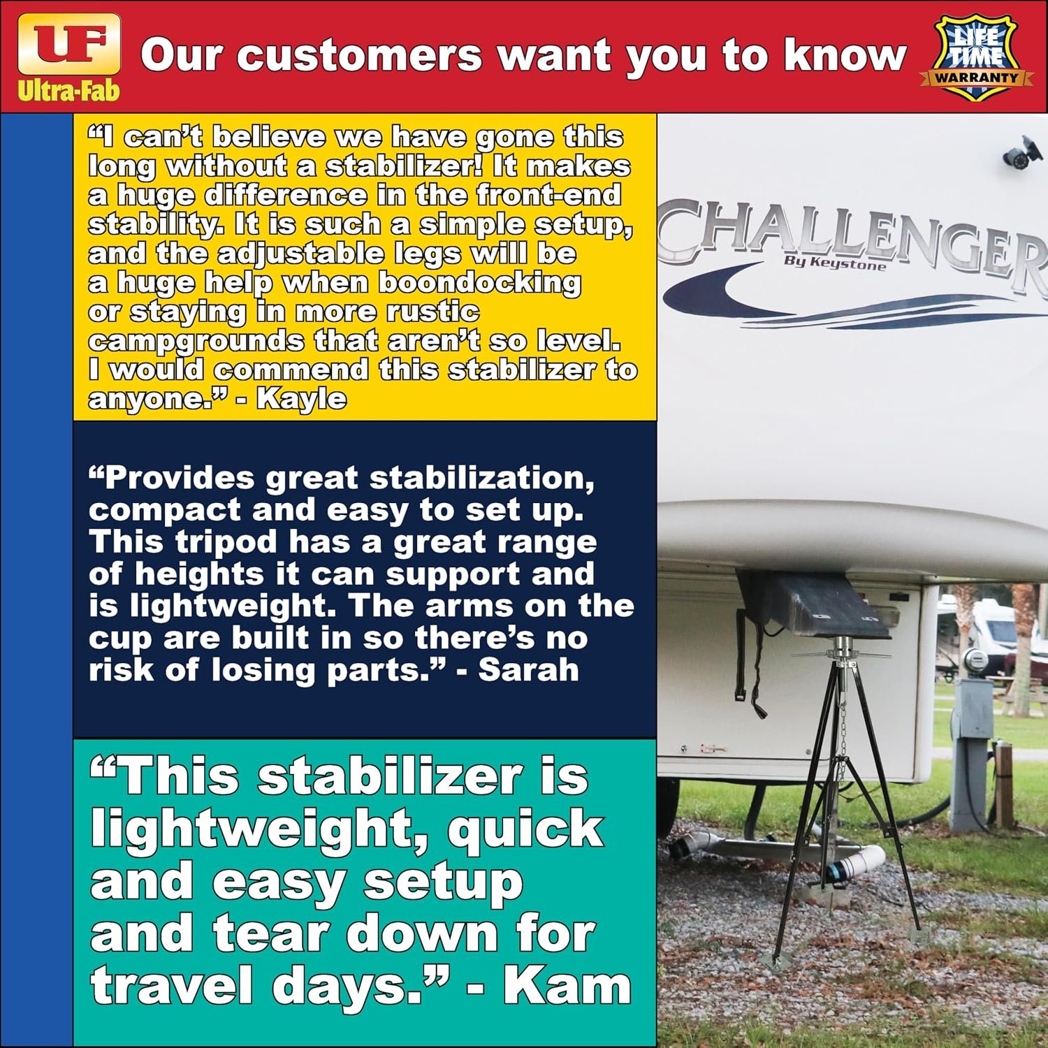 Ultra-Fab 19950600 Adjustable King Pin Tripod Stabilizer – 5,000 lb Capacity Fifth-Wheel RV Stabilizer with 38.5in–50in Height Range - Image 4