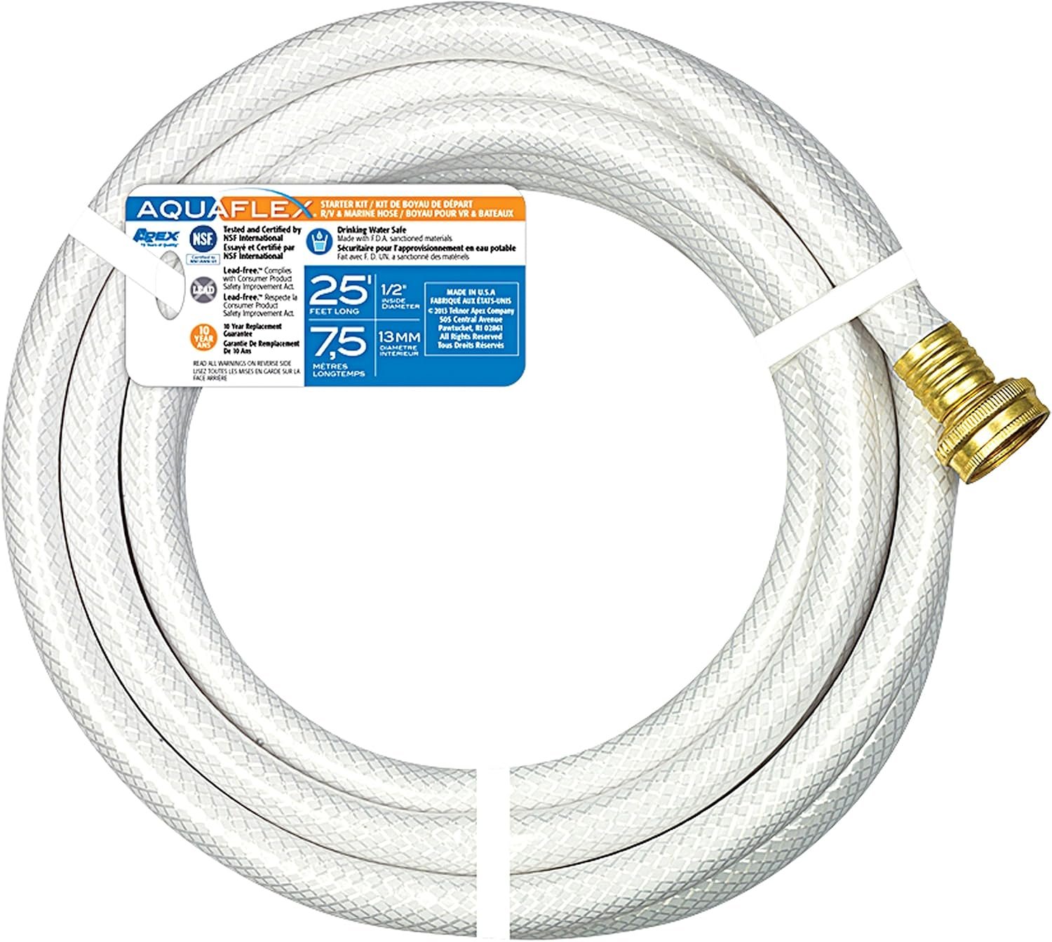 Teknor Apex 753325 Starter Hose – 1/2 in x 25 ft Drinking Water Safe Lead-Free RV Fresh Water Hose with Compact Storage Design