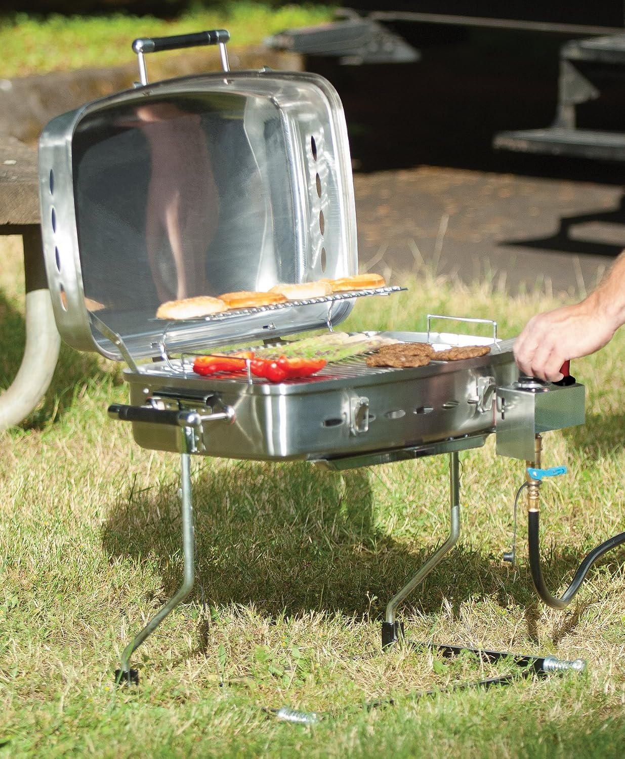 Faulkner 52302 Deluxe Stainless Steel Gas Grill – Portable Outdoor Cooking Grill for Camping and RV Use - Image 6