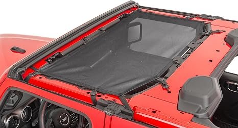 TrailFX MBT002 Mesh Bikini Top Plus – Black Mesh Sun Shade – Fits Jeep Wrangler TJ with Open-Air Ventilation