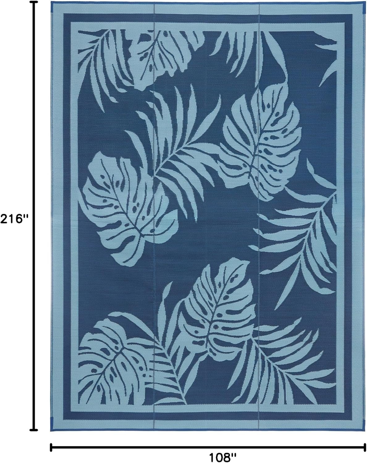 Faulkner 48932 Paradise Patio Mat – 9ft x 18ft Blue Reversible Polypropylene Outdoor RV Mat with UV-Resistant Finish - Image 2