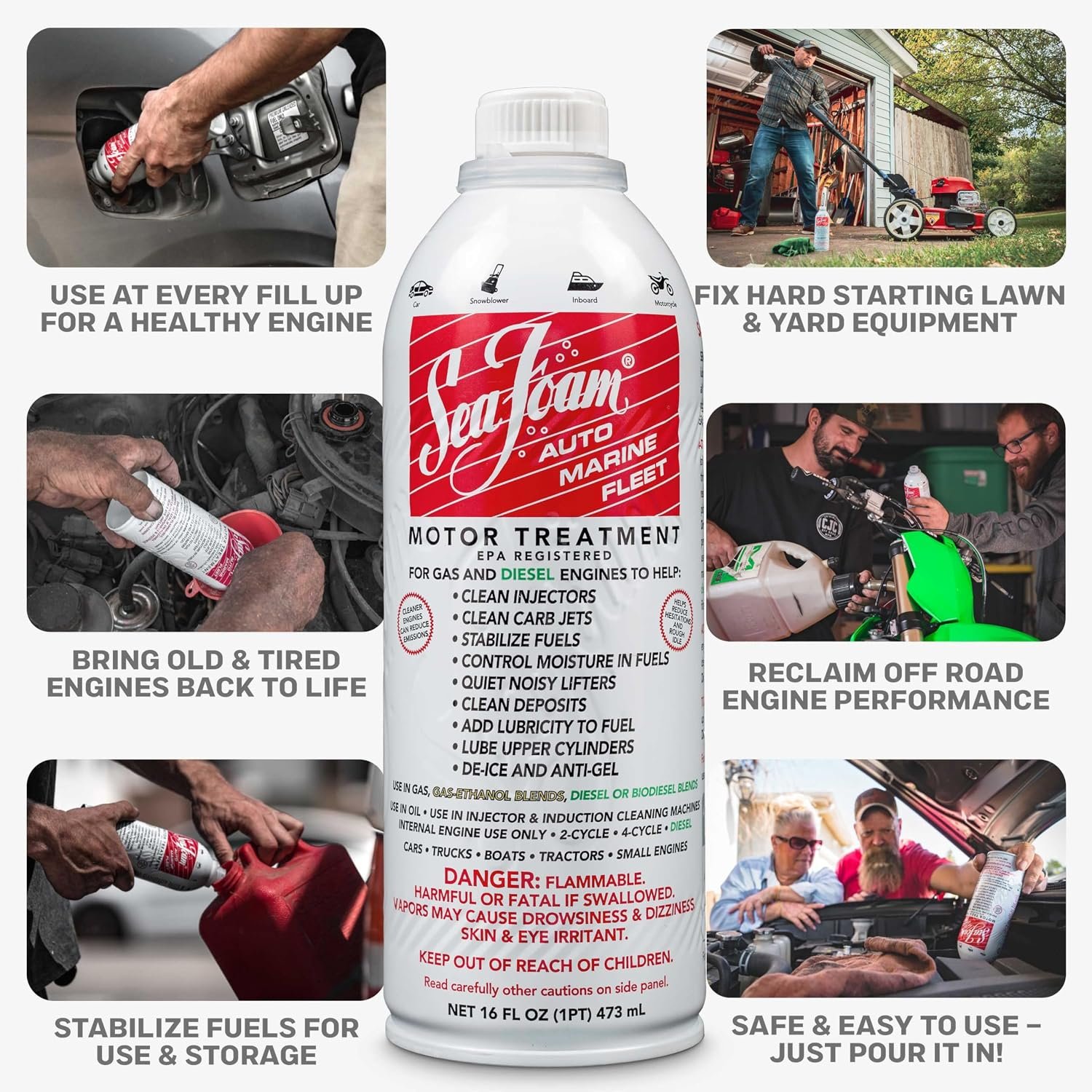 Sea Foam SF16 Motor Treatment – 16oz Fuel System Cleaner and Fuel Stabilizer for Gasoline and Diesel Engines - Image 4