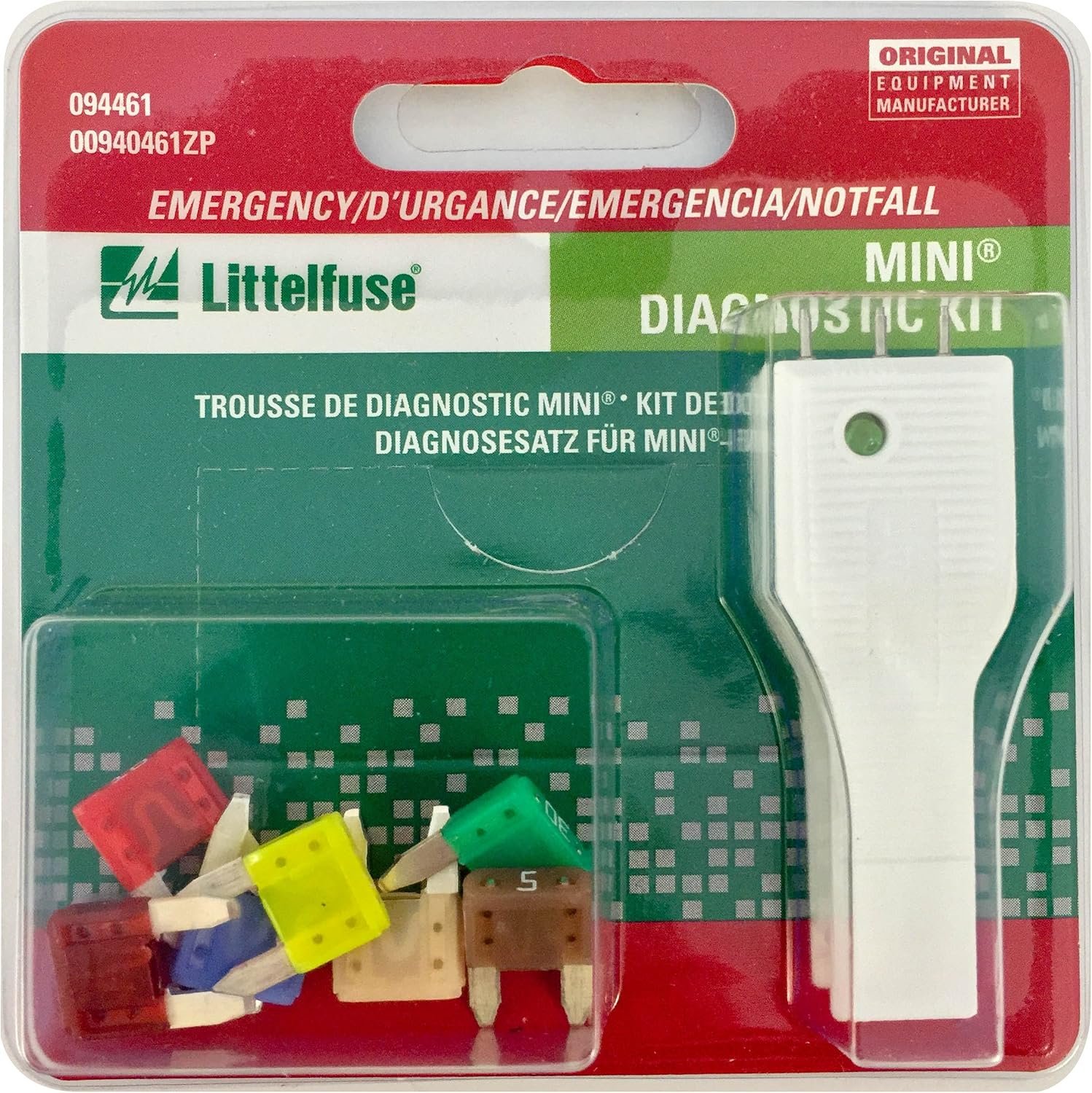 Littelfuse 94461 Mini Blade Emergency Fuse Kit – Assorted Mini Fuses with Puller for Roadside Repairs