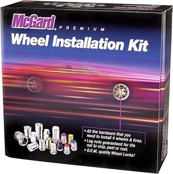 McGard 65515BK Black SplineDrive 5-Lug Installation Kit – M14x1.5 Thread, 1.648in Length, Wheel Locks and Tool Included