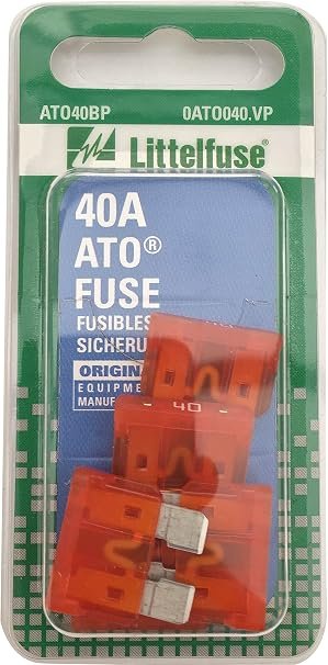 Littelfuse ATO40BP ATO Blade Fuse – 40A Current Rating, 32V Automotive Protection, Orange Housing 5-Pack
