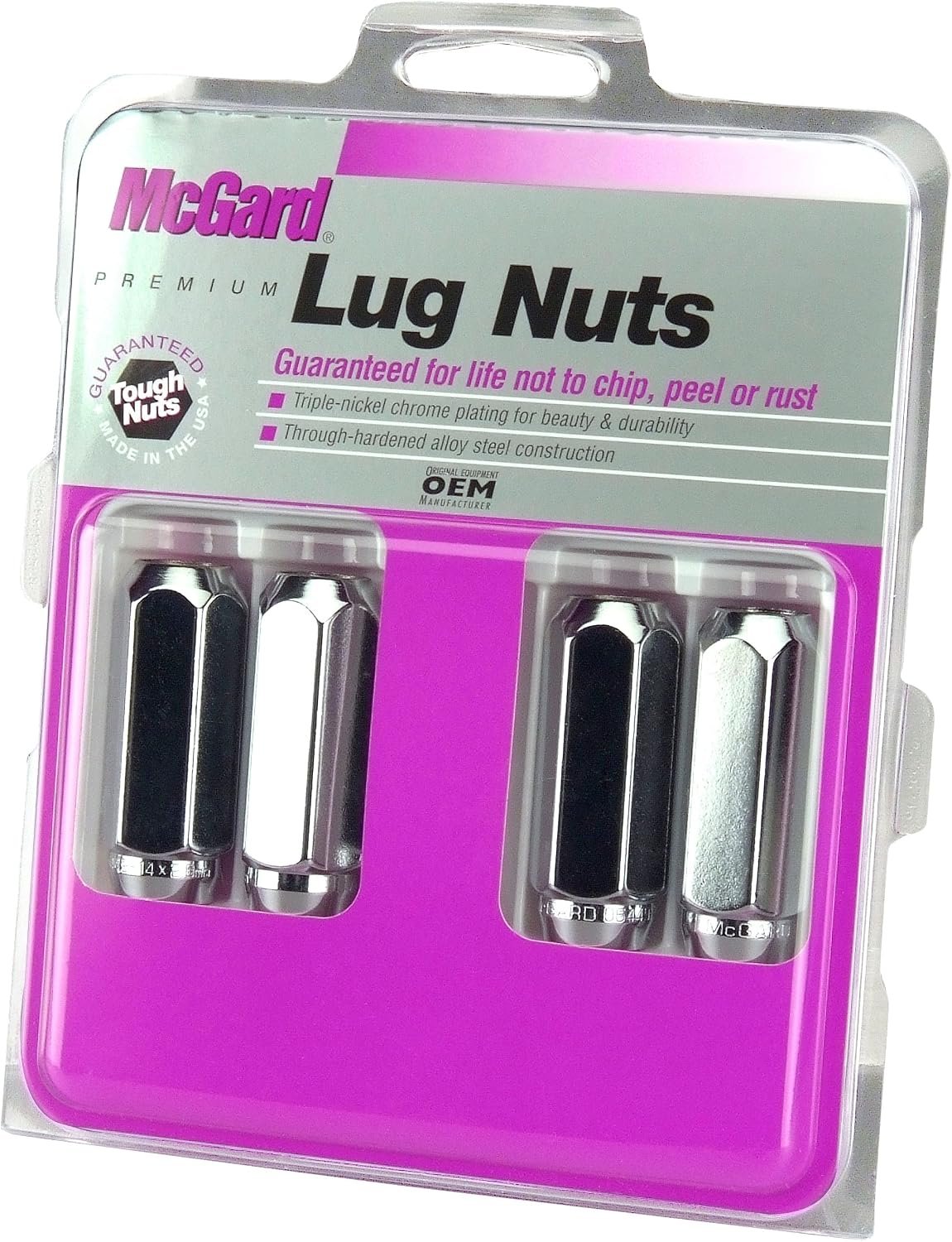 McGard 64021 Cone Seat Lug Nut Set – M14x1.5 Thread, 13/16in Hex, 1.945in Length, Chrome Steel 4-Pack - Image 2